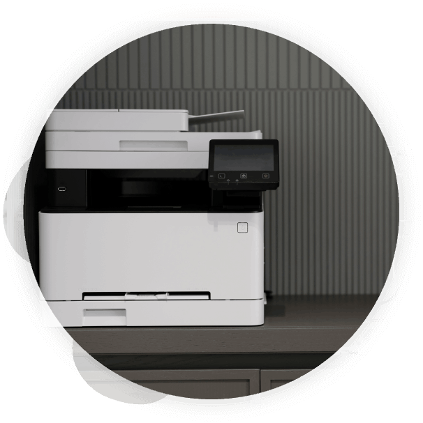 White multifunction printer on table